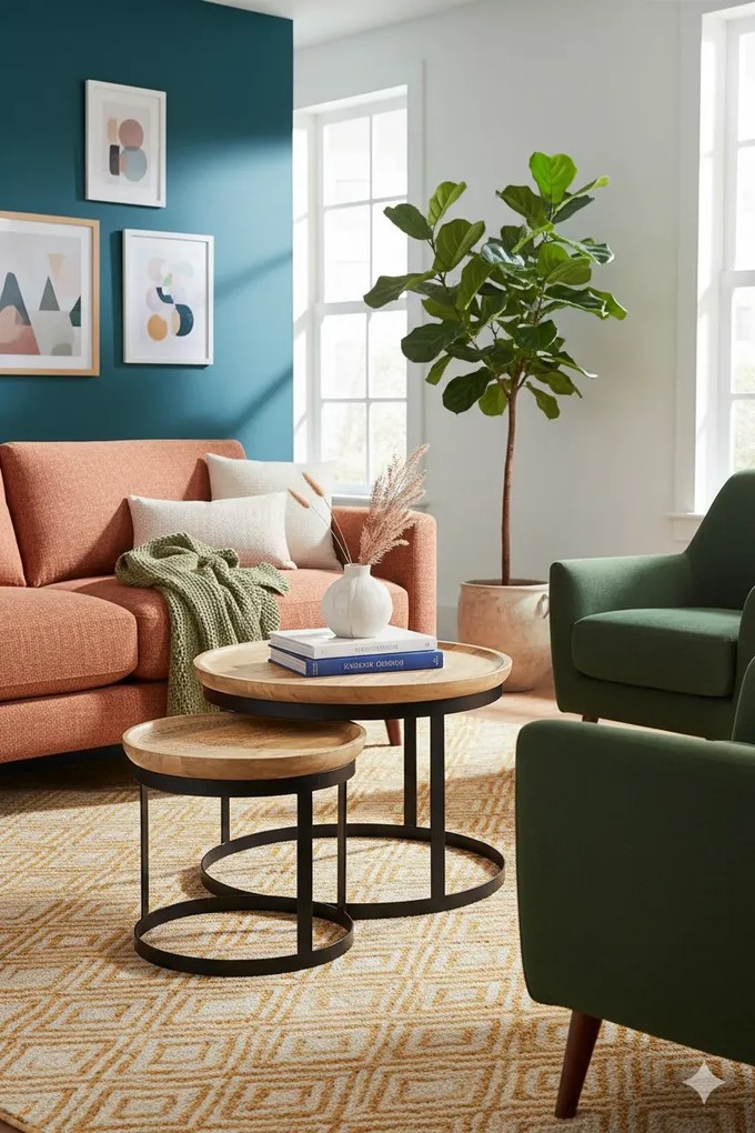 2 sztuki okrągłych stolików kawowych z drewna mango G9-R44