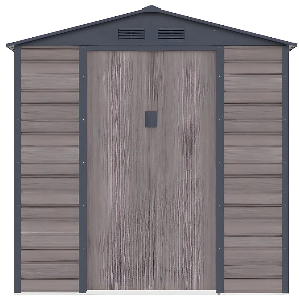 Wiata ogrodowa ADELMO ze stali galwanizowanej, drewnopodobnej – kolor szary – 4,15 m²