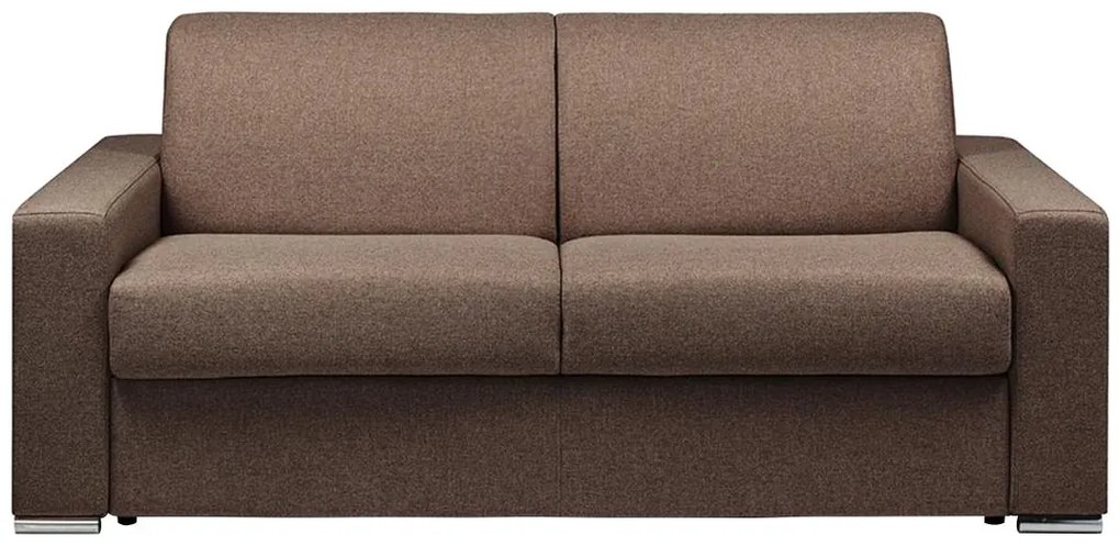 Kanapa 3-osobowa z ekspresowym mechanizmem rozkładania z tkaniny CALITO - Kolor: brązowy - Wymiary miejsca do spania: 140 cm - Materac 14 cm