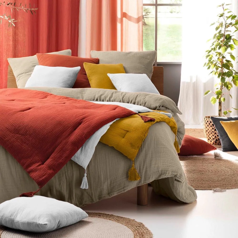 Beżowa muślinowa pościel dwuosobowa 220x240 cm Angelia – douceur d'intérieur