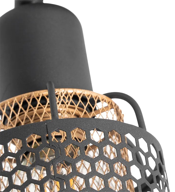 Designerska lampa sufitowa czarna ze złotem - NoudDesignerski Oswietlenie wewnetrzne