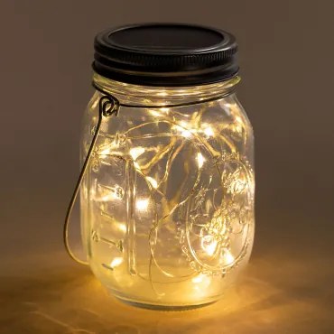 Szklany Słój Solarny Z Girlandą Zol Led Transparent - Sklum