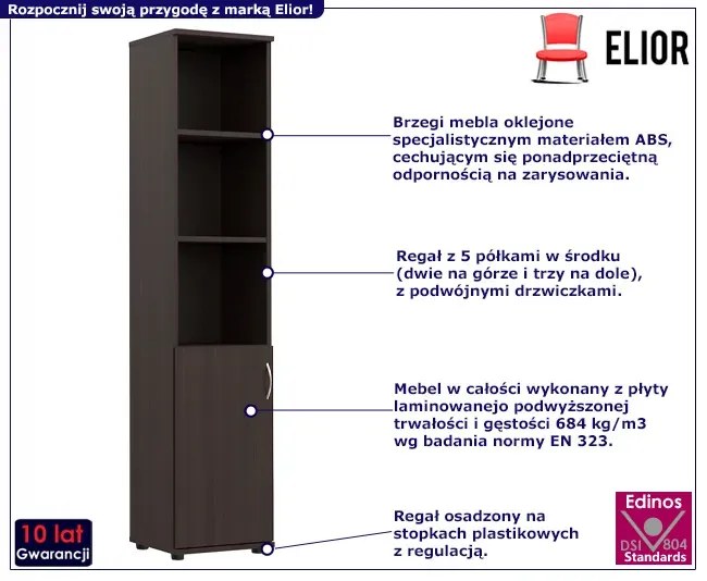 Klasyczny regał biurowy wenge - Romo