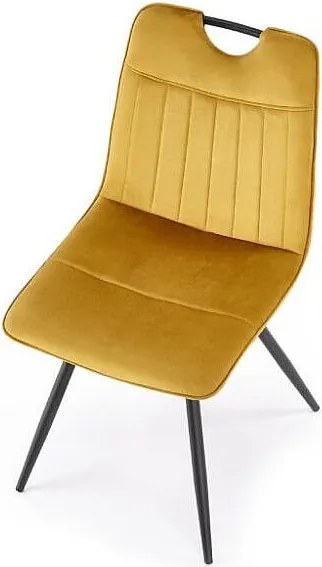 Krzesło tapicerowane K521 VELVET musztardowe