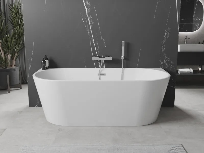Mexen Oval wanna wolnostojąca przyścienna 180 x 80 cm, biała, przelew chrom - 52671808000-01