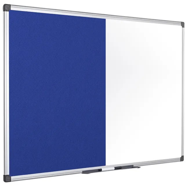 Magnetyczna tablica do pisania i tekstylna tablica ogłoszeń, biało-niebieska, 1200 x 900 mm