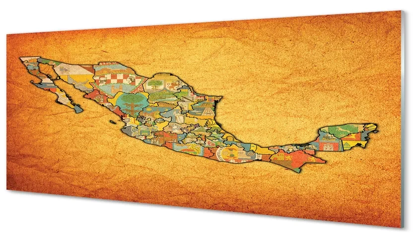 Szklany Panel Kolorowa mapa
