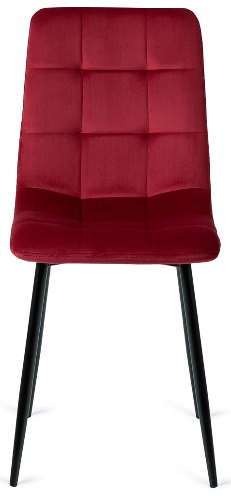 Zestaw Stół Okrągły Rozkładany HARRY 102-142 cm Biały/Czarny i 4 Krzesła Tapicerowane do Jadalni PERU Bordowe Welurowe Loft