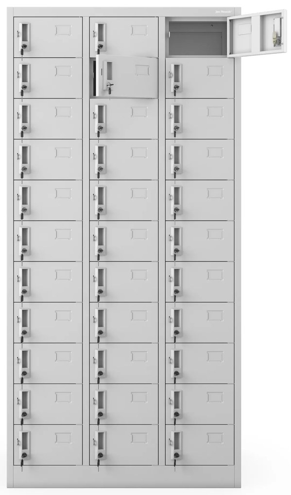 Skrytkowa szafa socjalna BHP depozytowa OLIVER, 900 x 1850 x 450 mm, szara