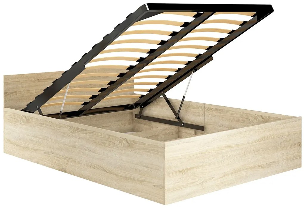 Nowoczesne łóżko z pojemnikiem 100x200 dąb sonoma M4-F04