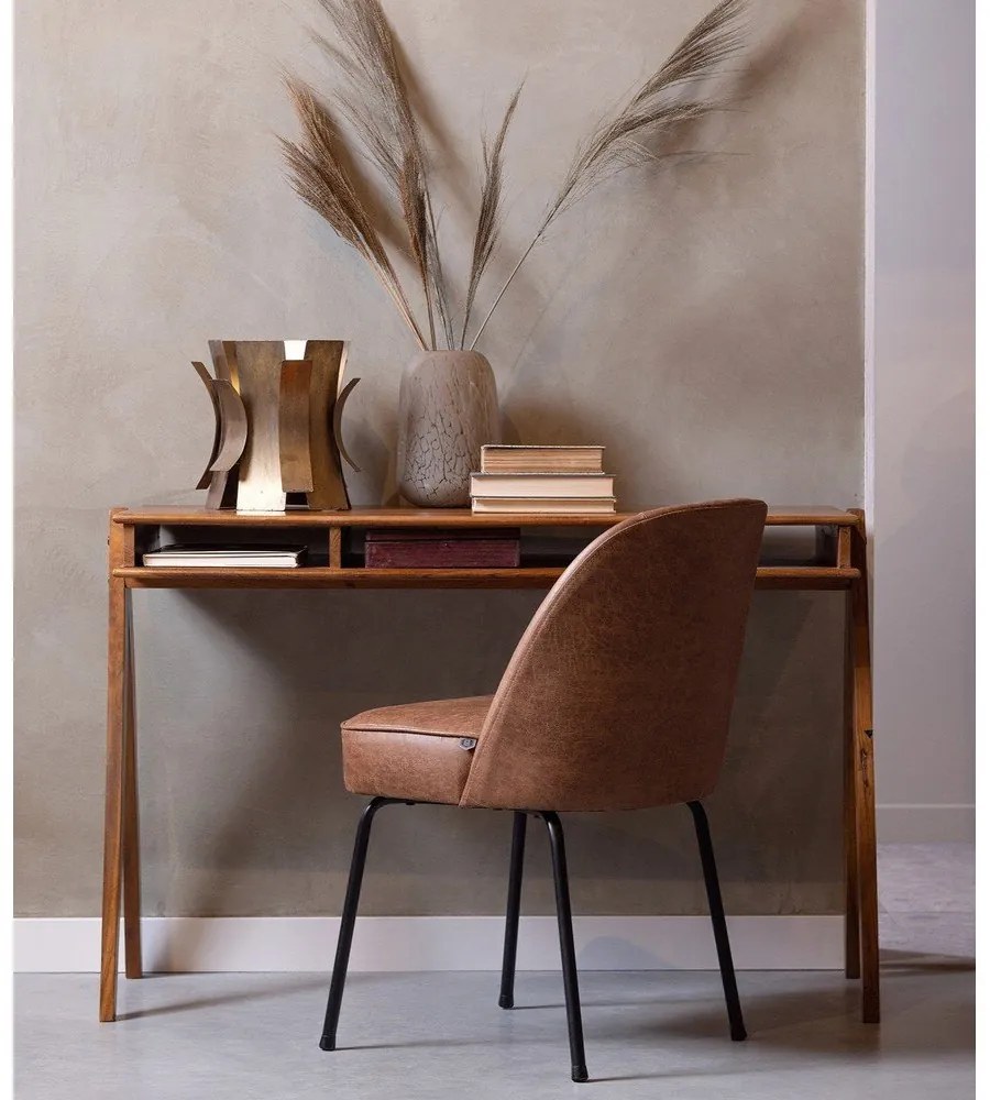 Koniakowe krzesła ze skóry zestaw 2 szt. Vogue – WOOOD