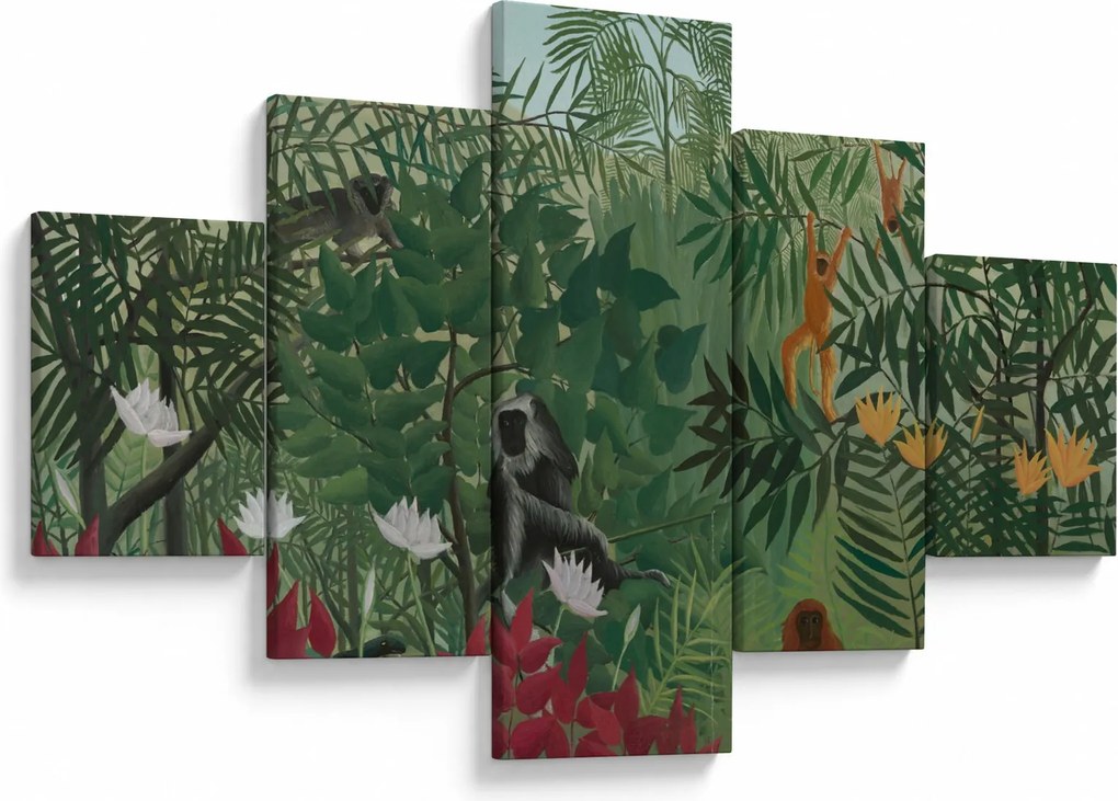 Obraz - Henri Rousseau, Tropical Forest with Monkeys, reprodukcje (125x70 cm)