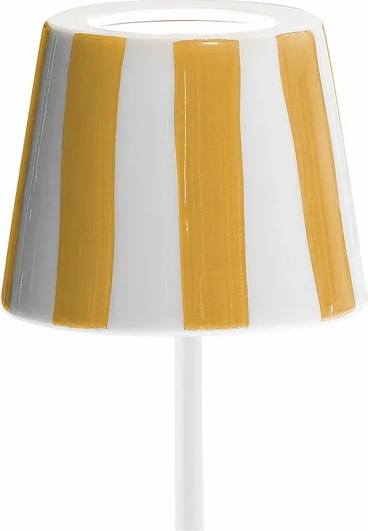 Lampa stołowa LED Poldina Lido w żółte paski, akumulatorowa i ściemnialna, do 12 h pracy, do użytku zewnętrznego, IP65
