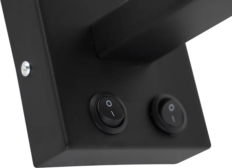 Lampa ścienna czarna z elastycznym ramieniem i pomarańczowym kloszem ze złotym wnętrzem 18 cm - Brescia Combi