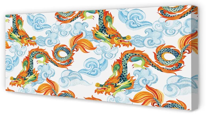Obraz drukowany na płótnie Japońskie Kolorowe Smoki
