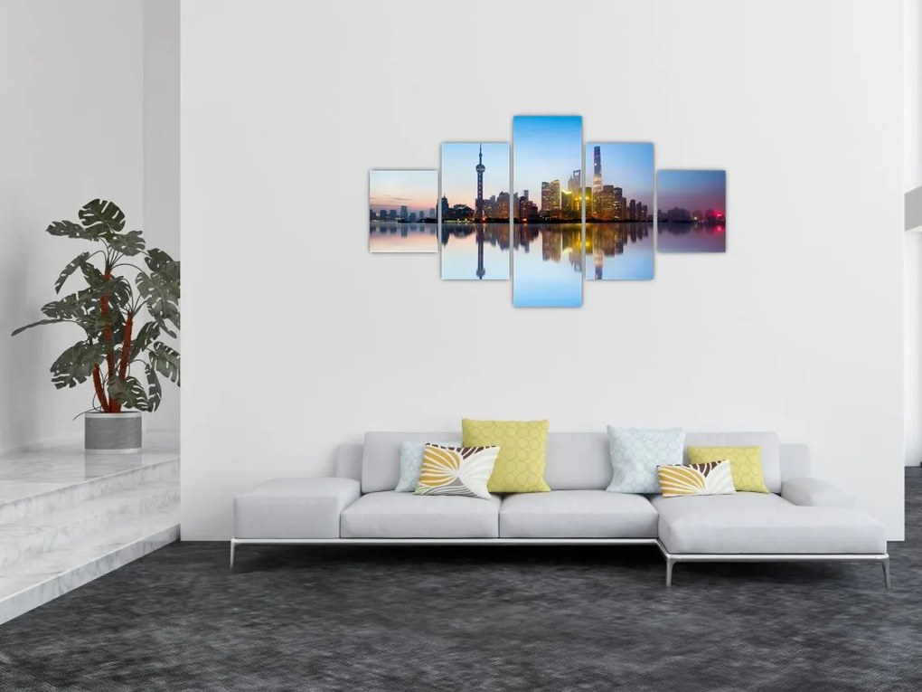 Obraz porannego nieba nad Szanghajem (125x70 cm)