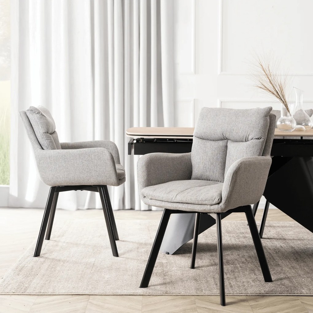 Krzesło Tapicerowane Obrotowe do Salonu CORTADO Szare Nowoczesne