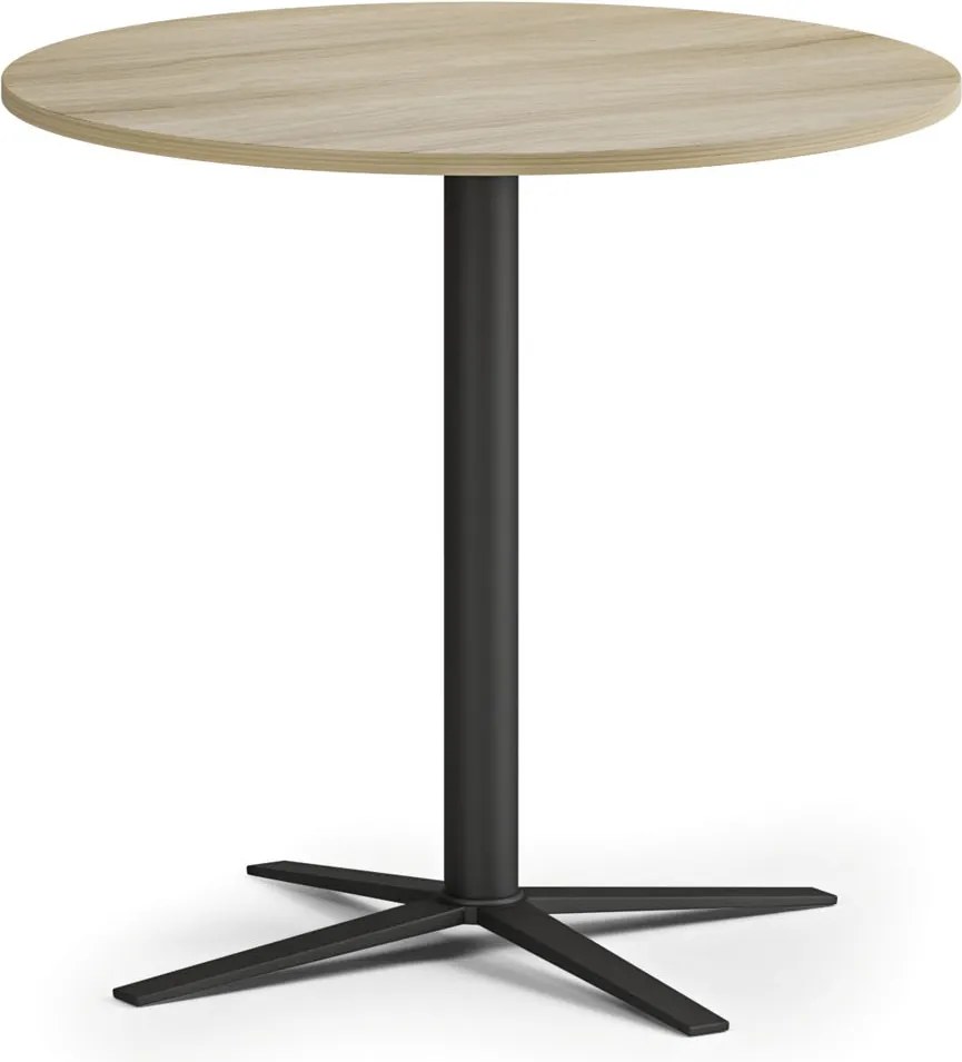 Stolik kawowy AURA, średnica 60 cm, czarna podstawa, dąb naturalny