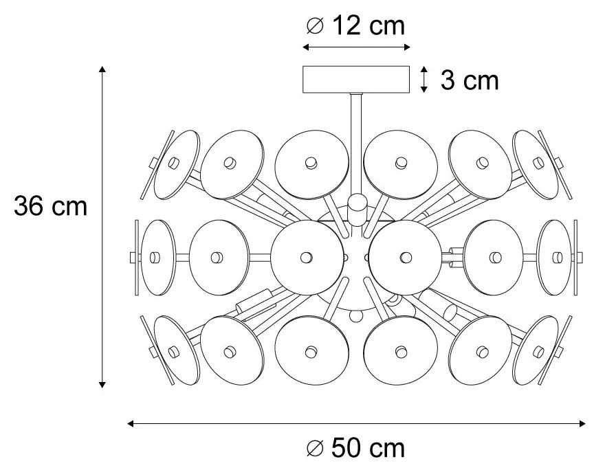 Lampa sufitowa w stylu art deco, czarna z dymionym szkłem - Atomic