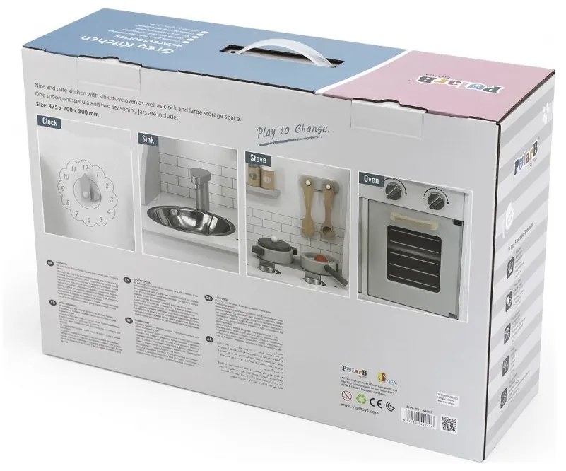 Viga polarb drewniana kuchnia z akcesoriami eco gray