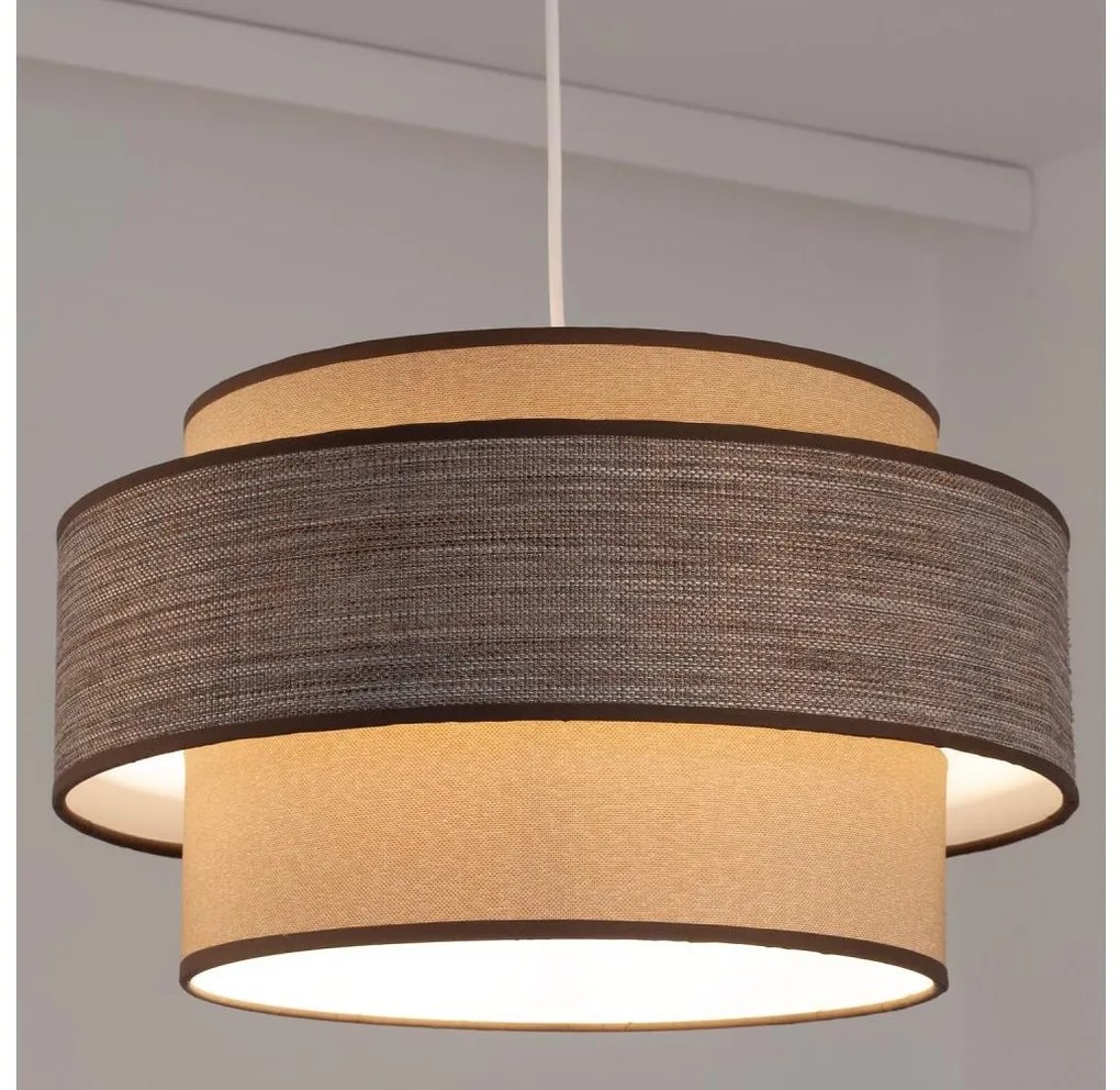 Żyrandol na lince GRACE 1xE27/60W/230V śr. 40 cm beżowy/brązowy