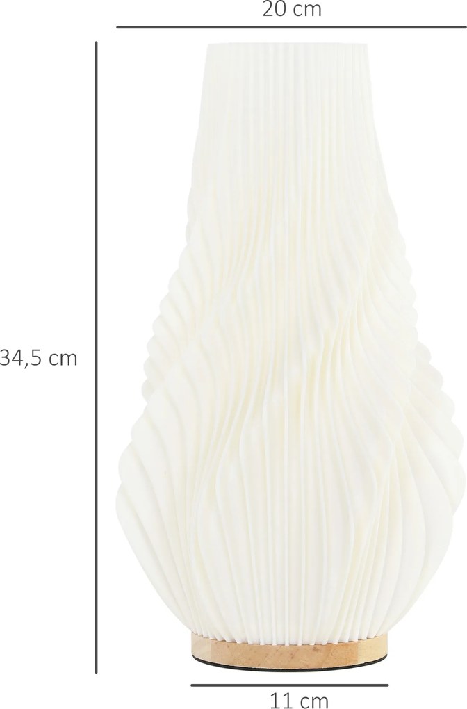 HOMCOM Inteligentna Lampa Stołowa Sterowana Aplikacją, Kompatybilna z Alexą, Plastik, Drewno, Biała