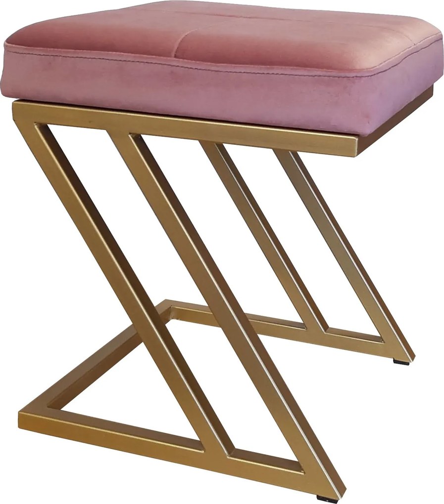 Pufa ZETA tkanina Welur loft ławka podnóżek metal : Kolor Stelaża - Złoty, Kolor tkaniny - VELVET - MG58, Typ tkaniny - Velvet