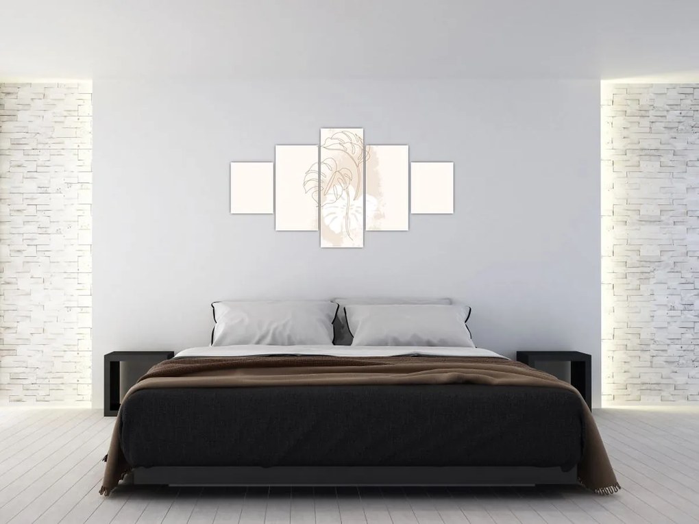 Obraz - Line art monstera N⁰1 (125x70 cm)
