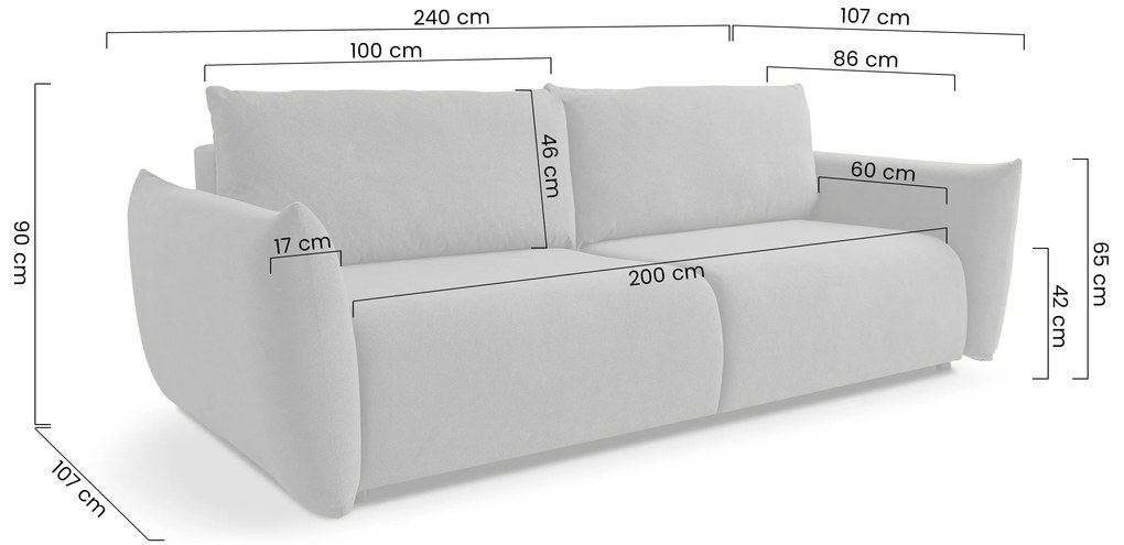 Kanapa Calma rozkładana - beżowa dzianina hydrofobowa Curio 09