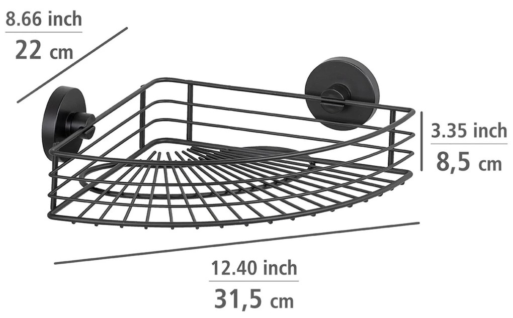 Narożna półka pod prysznic BARI Vacuum-Loc, metalowa, WENKO