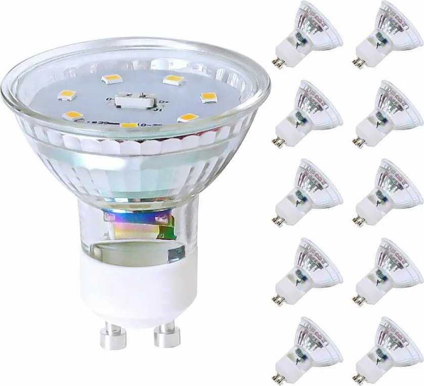 NETTLIFE Opakowanie 10 sztuk ciepłych białych żarówek LED GU10 5W Zamiennik 50W, energooszczędna 3000K 110° Kąt świecenia Żarowy reflektor