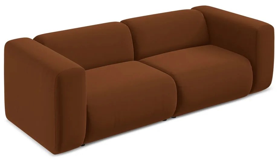 Pomarańczowa/brązowa aksamitna sofa 228 cm Ekahi – Makamii