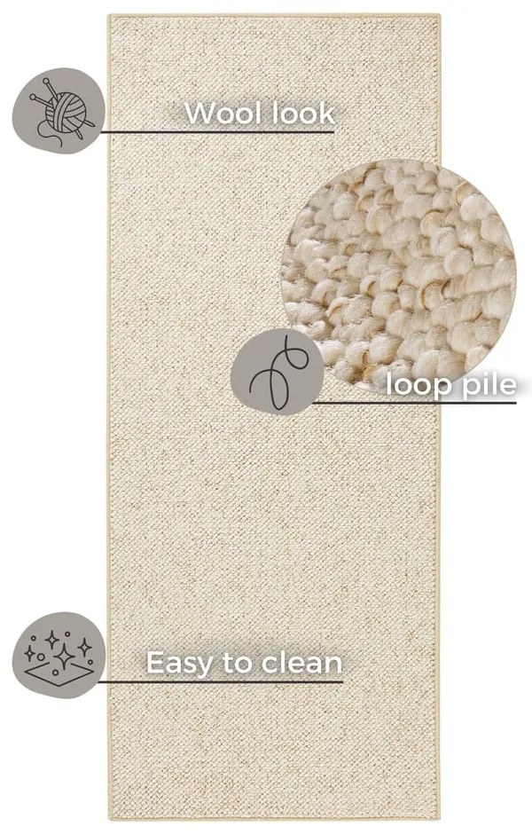Kremowy chodnik 80x300 cm Wolly – BT Carpet