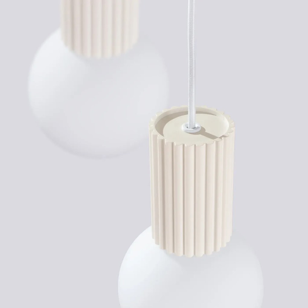 Lampa wisząca HALO 3P beżowa ryflowana SOLLUX  LIGHTING