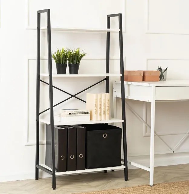 Metalowy otwarty regał w stylu loft czarny + biały - Karlon
