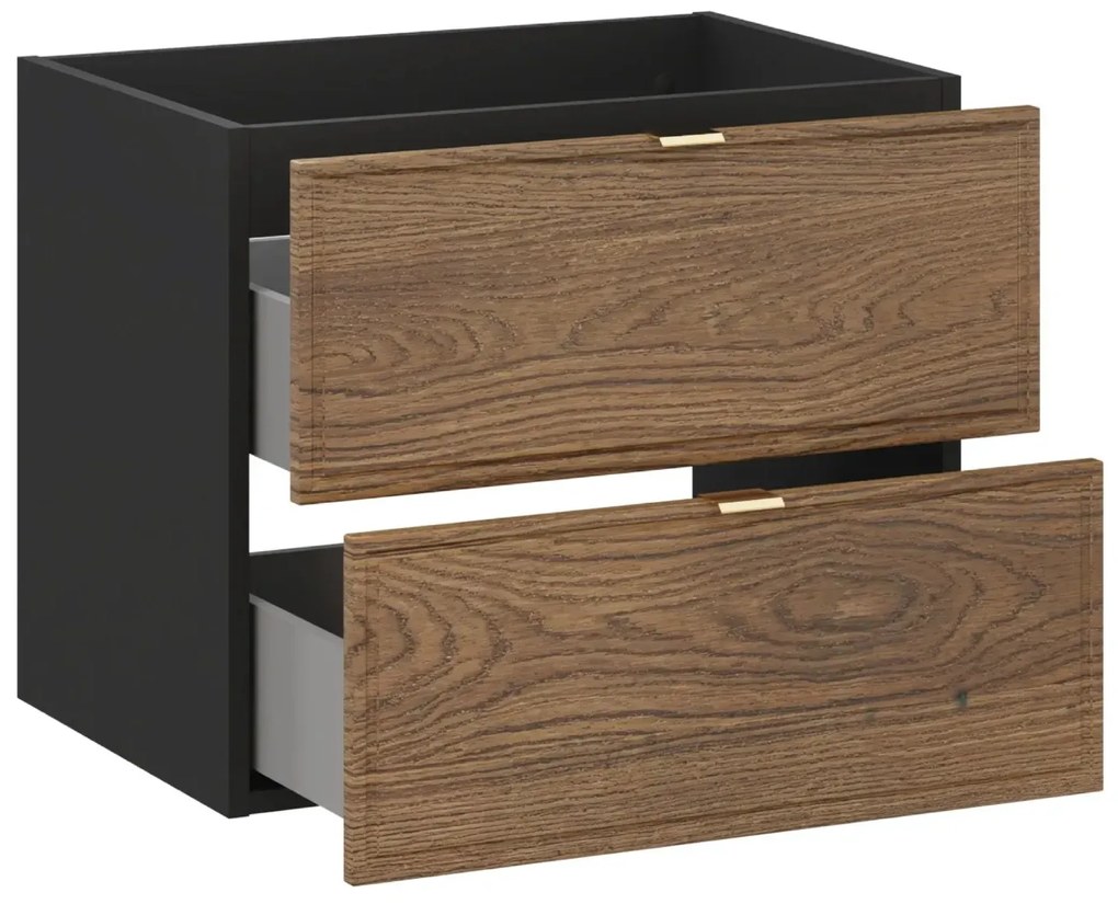 Szafka pod umywalkę nablatową TALIA CASELLA 2S 60cm dąb casella/czarny mat z blatem COMAD