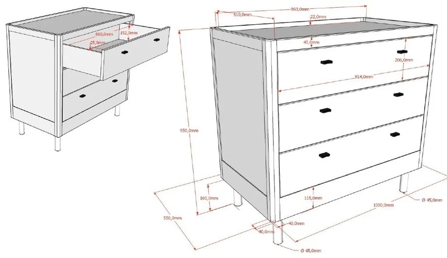 Biała komoda dziecięca z litego drewna bukowego 100x95x55 cm Forrest – Vipack