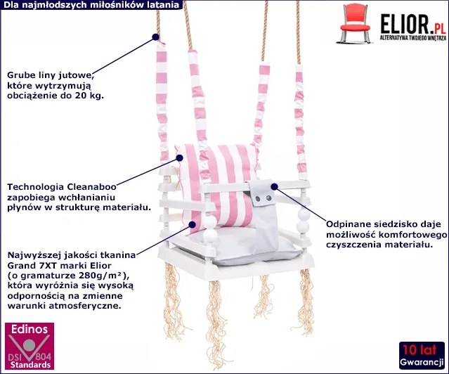 Różowa huśtawka dla dziewczynki 3w1 M8-T46