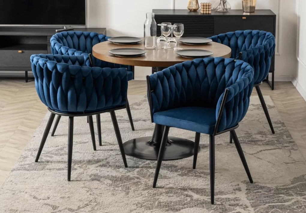 Krzesło Villum 4 – eleganckie welurowe, plecione oparcie