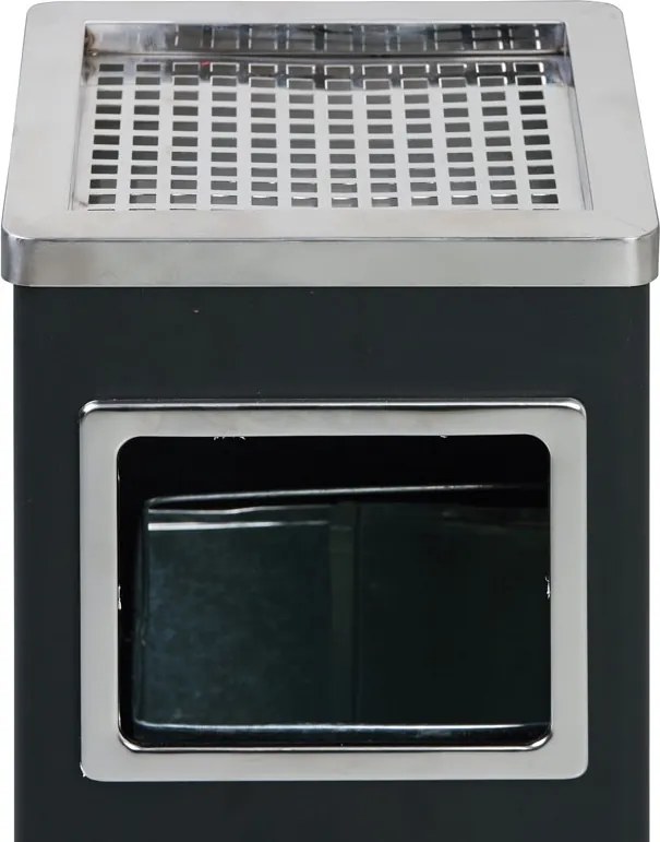 Kosz na śmieci z popielniczką, 240 x 240 x 600 mm, czarny / stal nierdzewna