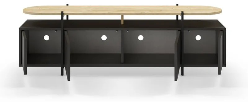 Czarna szafka pod TV w dekorze dębu 160x48 cm Hinoa – Marckeric