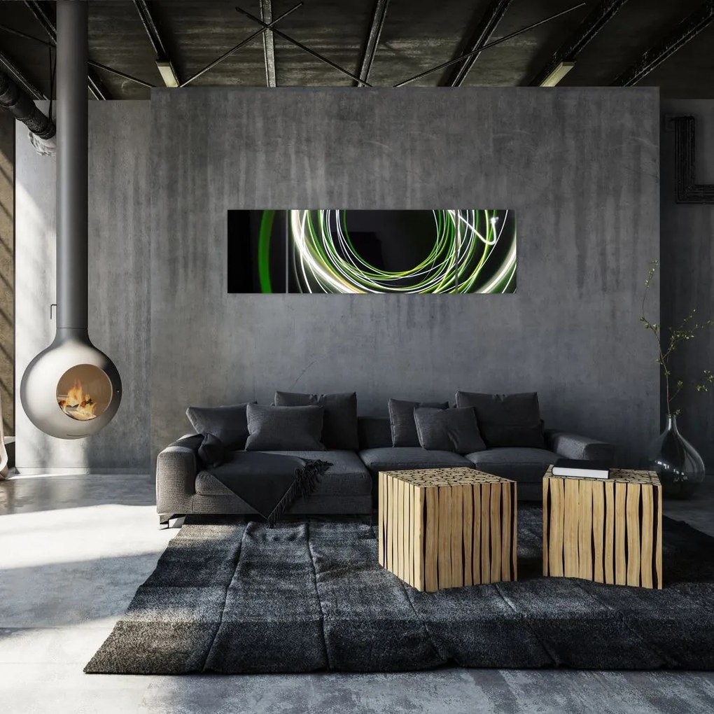 Obraz zielonych kresek (170x50 cm)