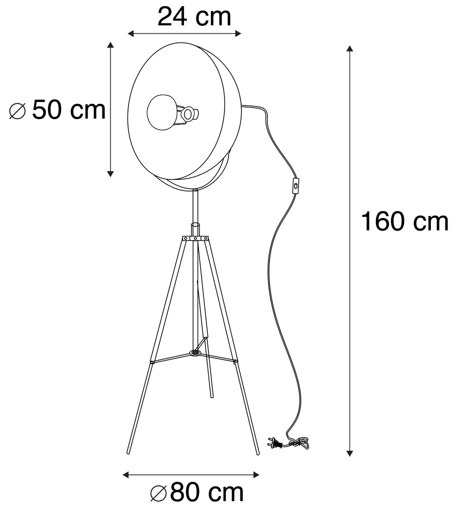 Industrialna lampa podłogowa trójnóg czarna 50cm - Magna Eglip Nowoczesny Oswietlenie wewnetrzne