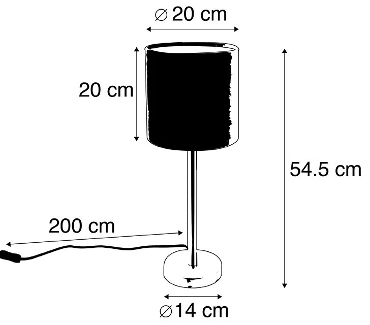 Lampa stołowa mosiądz z żółtym kloszem 20 cm - Simplo Nowoczesny Oswietlenie wewnetrzne