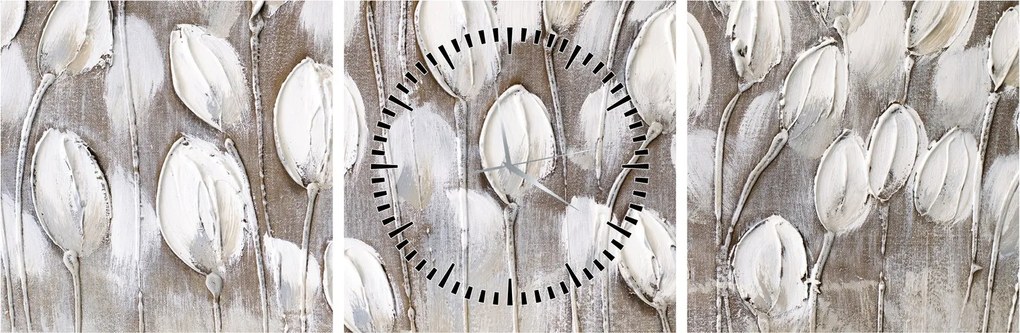 Obraz - Ułożone tulipany (z zegarem) (90x30 cm)