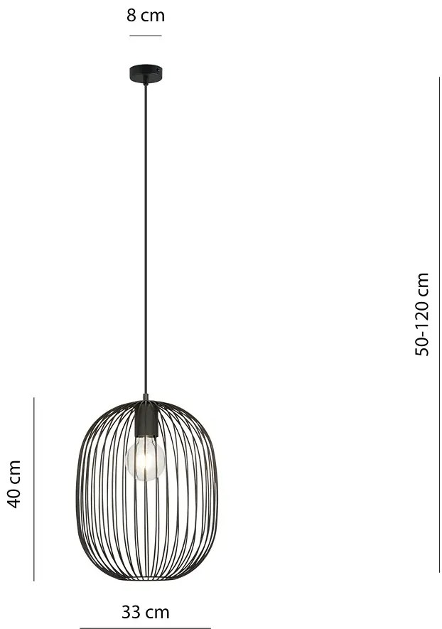 Czarna pojedyncza wisząca lampa industrialna - D126 H3-C49