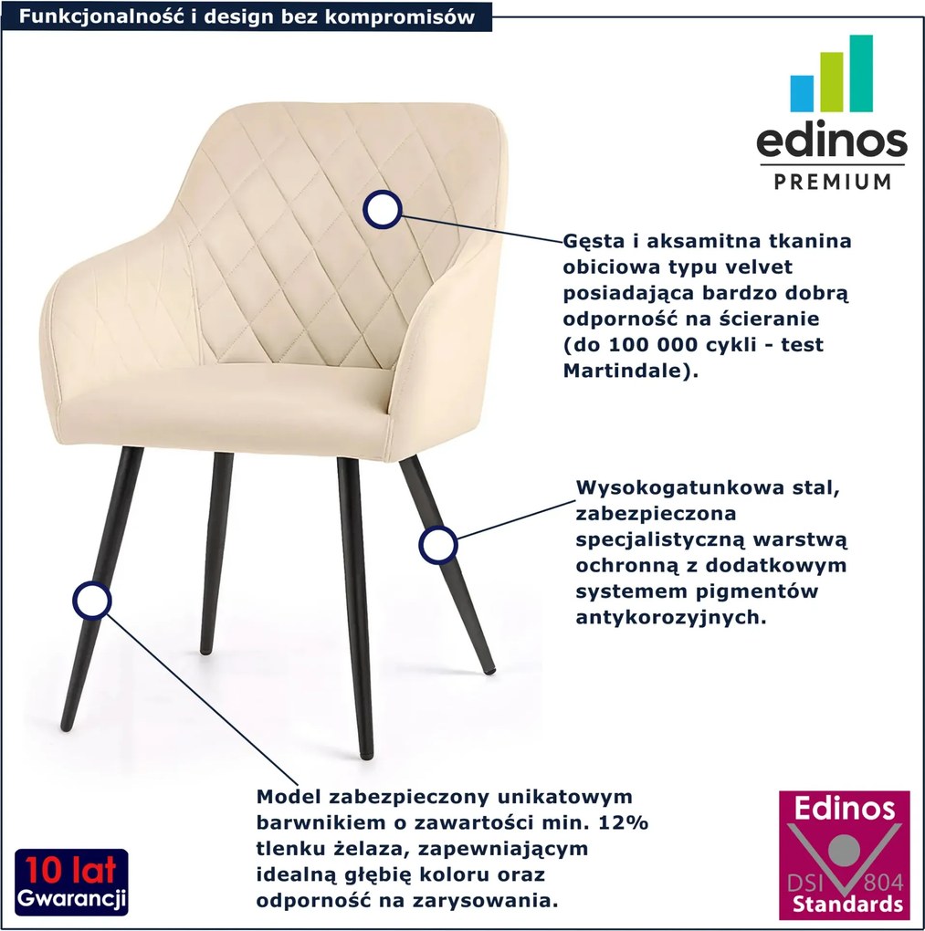 Zestaw 2 beżowych krzeseł pikowanych T9-H22