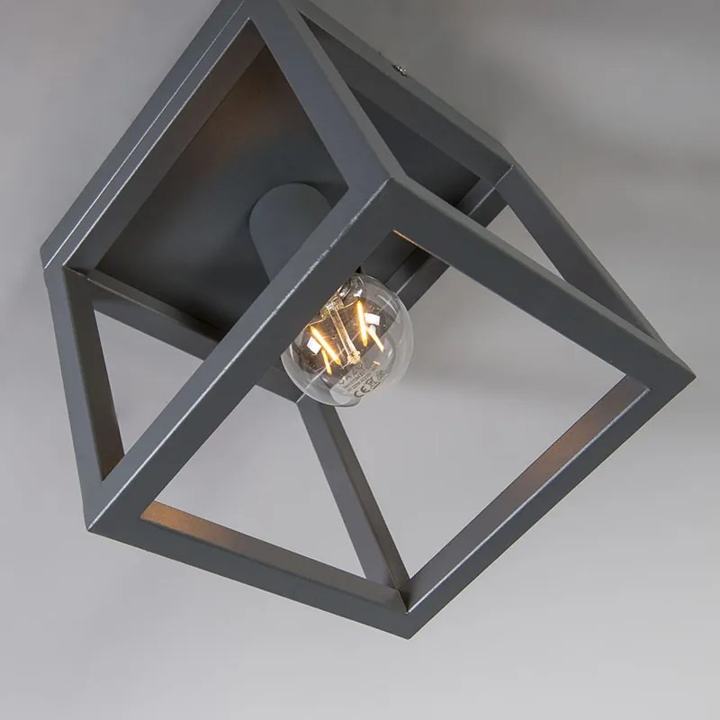 Industrialna lampa sufitowa ciemnoszara - Cage Nowoczesny Oswietlenie wewnetrzne