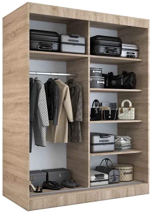 Szafa przesuwna biel + antracyt 150 cm - Bohosa 4X