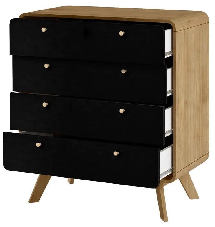 Czarno-naturalna wysoka komoda w dekorze dębu 80x88 cm Cassie – Støraa